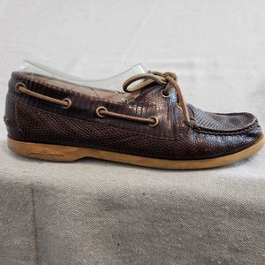 Lounge Lizard Boat Deck Shoes Womens Size 7.5 D Reptile Casual Comfort Lace Up